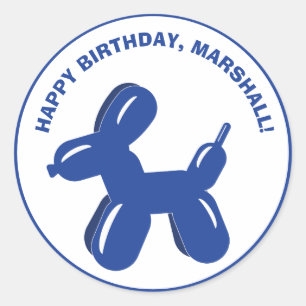 Blue Dog Balloon Animal Sculpture Personalised Classic Round Sticker