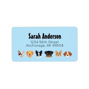 Blue Dog Birthday Let's Pawty Label