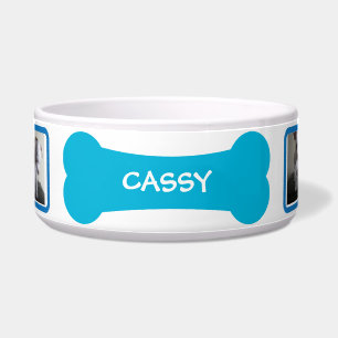 Blue Dog Bone Photo Personalised Pet Bowl