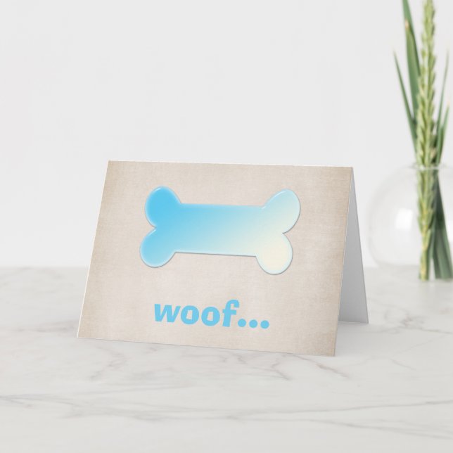 Blue Dog Bone *Woof* Blank Greeting Card (Front)