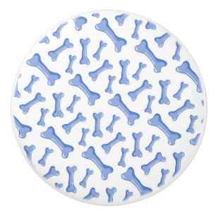 Blue Dog Bones Delicate Cute Puppies Animal Lover Ceramic Knob