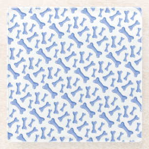 Blue Dog Bones Delicate Cute Puppies Animal Lover Glass Coaster