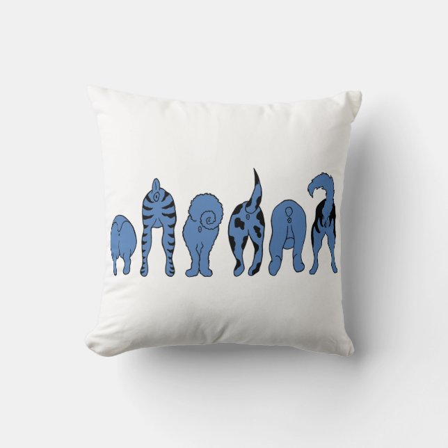 Blue Dog Butts Cushion (Front)