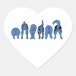 Blue Dog Butts Heart Sticker