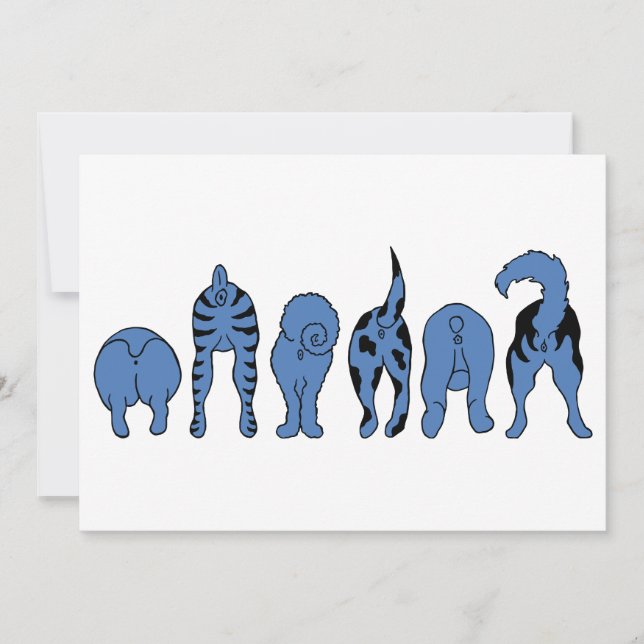 Blue Dog Butts Holiday Card (Front)