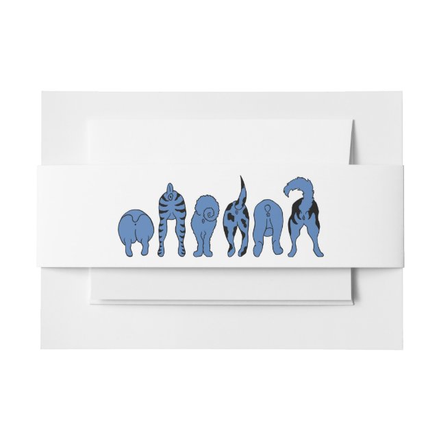 Blue Dog Butts Invitation Belly Band (Front Example)