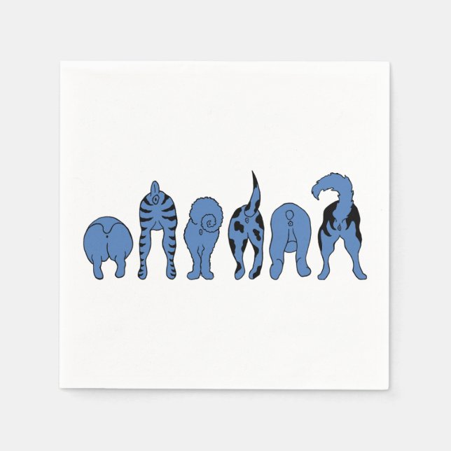Blue Dog Butts Napkin (Front)