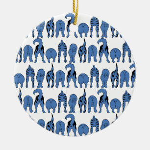 Blue Dog Butts Pattern Ceramic Tree Decoration