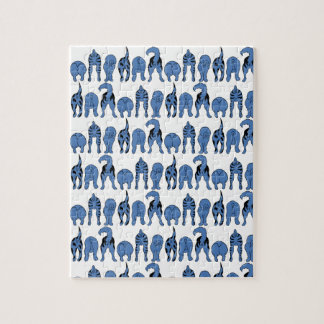 Blue Dog Butts Pattern Jigsaw Puzzle
