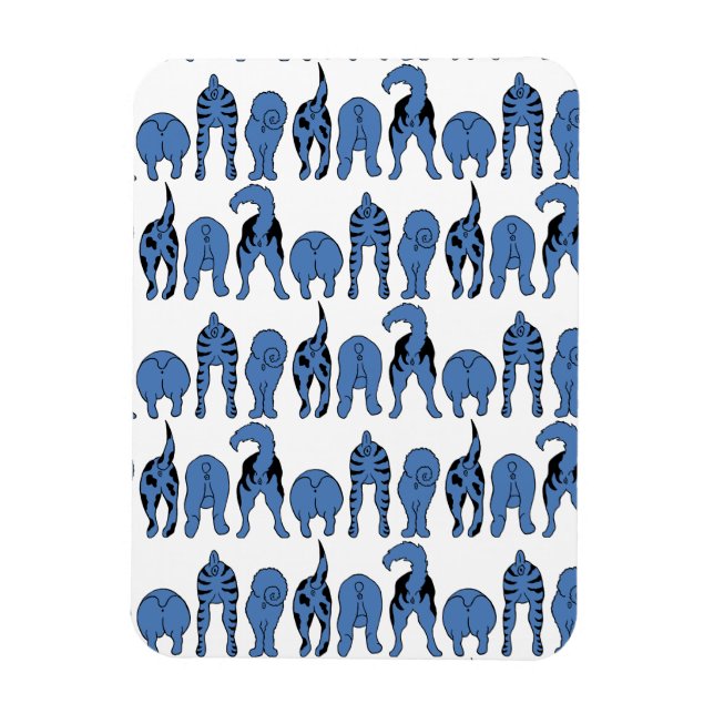Blue Dog Butts Pattern Magnet (Vertical)