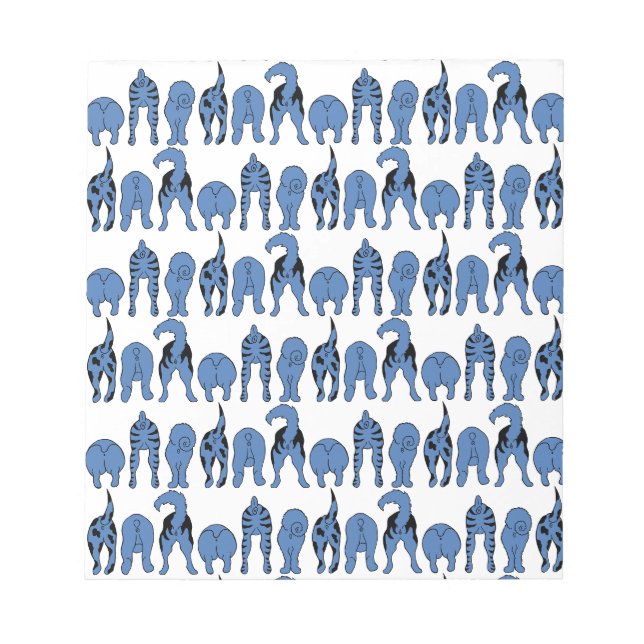 Blue Dog Butts Pattern Notepad (Front)