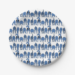 Blue Dog Butts Pattern Paper Plate