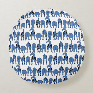 Blue Dog Butts Pattern Round Cushion