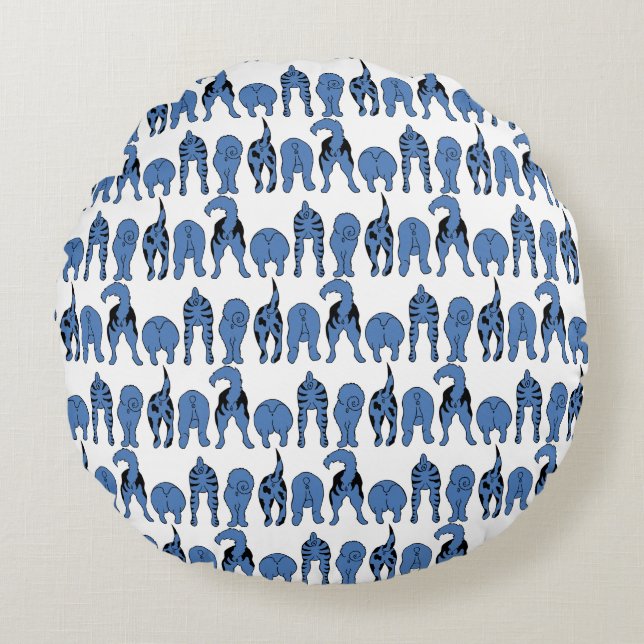Blue Dog Butts Pattern Round Cushion (Front)