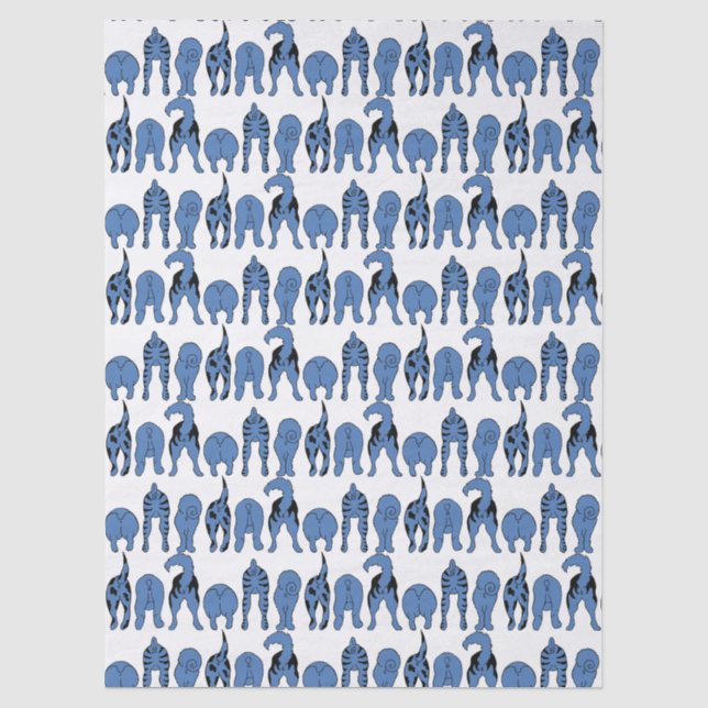 Blue Dog Butts Pattern Tissue Paper (Front)