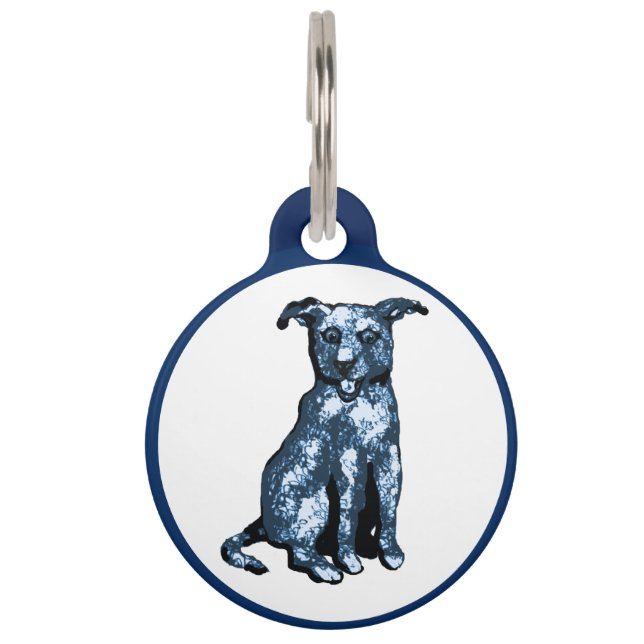 Blue dog happy cattle dog pet tag (Front)