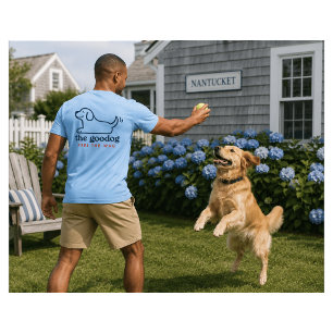 Blue Dog Minimalist Preppy Modern Stylish Dog Dad T-Shirt