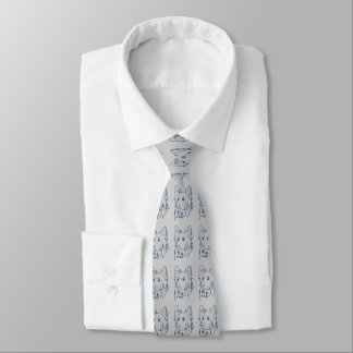 Blue Dog On Grey Tie
