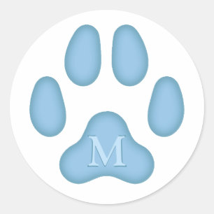 Blue Dog Paw Print Personalised Pet Monogram Seal