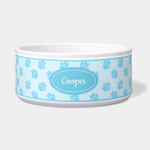 Blue Dog Paws Pattern With Custom Name