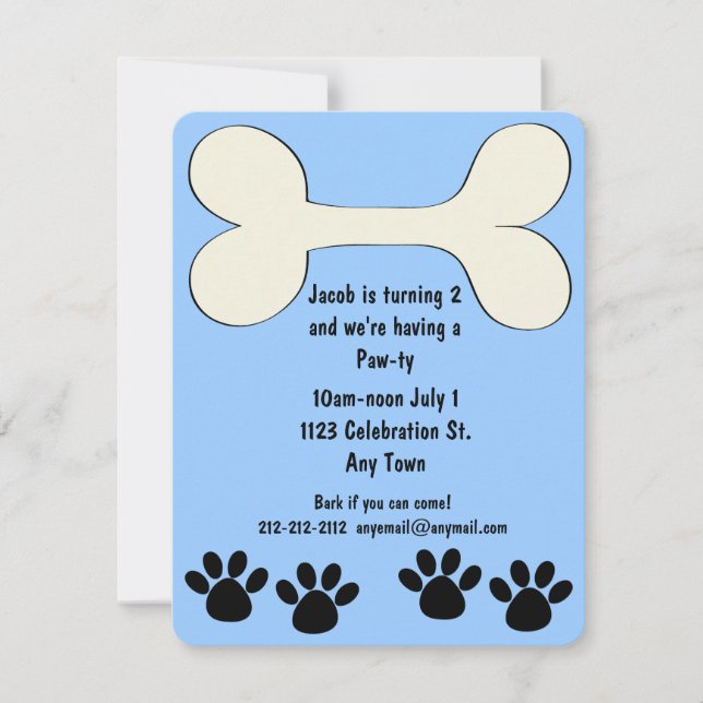 Blue Doggy Theme Birthday Invitation (Front)