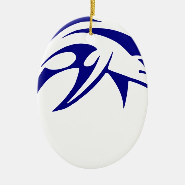 Blue Dolphin Ceramic Tree Decoration (Front)
