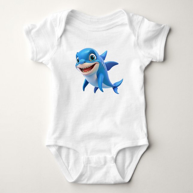  Blue Dolphin Delight. Baby Bodysuit (Front)