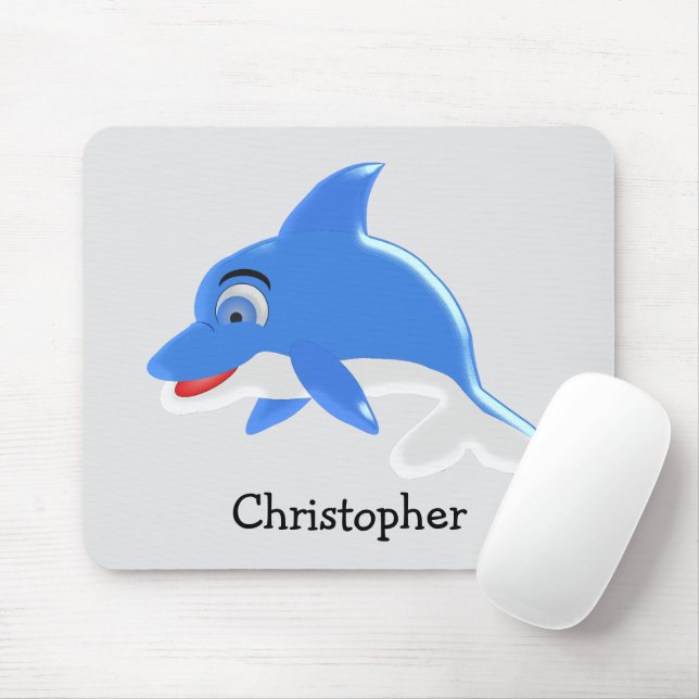 Blue Dolphin Design Mouse Pad (With Mouse)