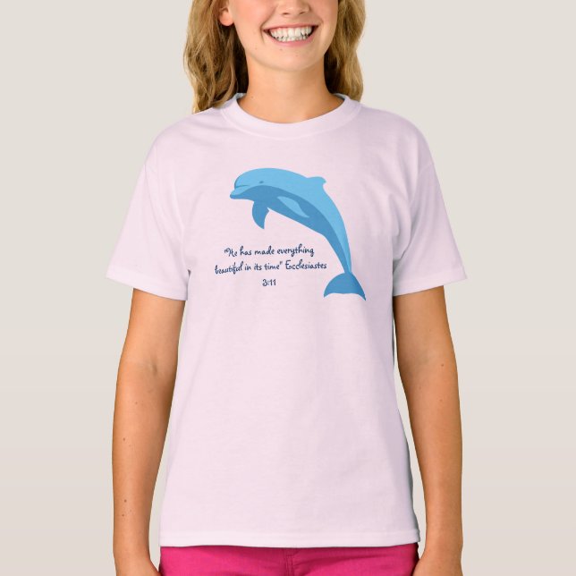 Blue dolphin design with Ecclesiastes bible verse T-Shirt (Front)