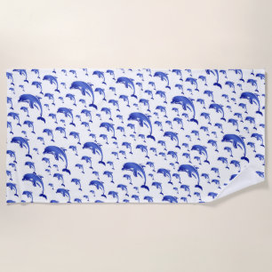 blue,dolphin, fish, nature, aquatic, design, beach towel