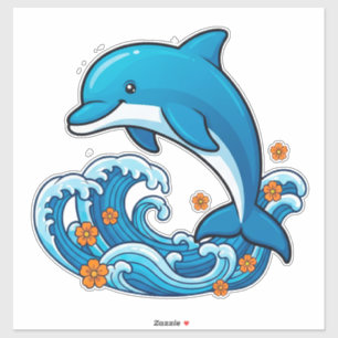 Blue Dolphin Jumping Over Ocean Waves