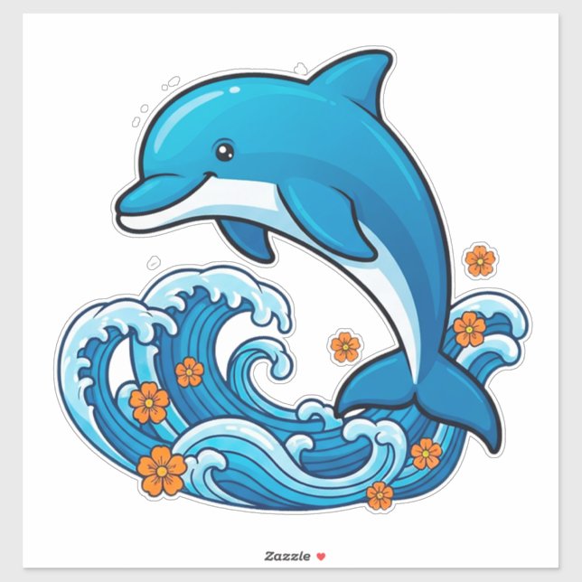 Blue Dolphin Jumping Over Ocean Waves (Sheet)