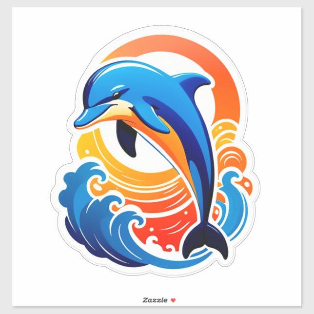 Blue Dolphin Jumping Over Ocean Waves (Sheet)