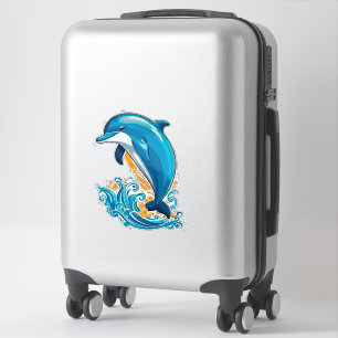 Blue Dolphin Jumping Over Ocean Waves