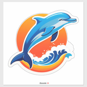 Blue Dolphin Jumping Over Ocean Waves