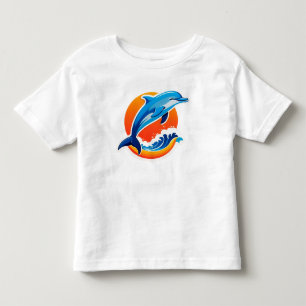 Blue Dolphin Jumping Over Ocean Waves Toddler T-Shirt