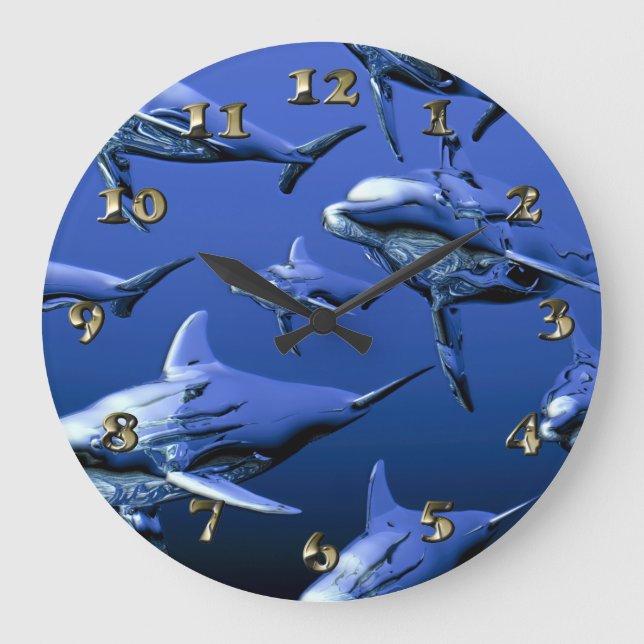 Blue Dolphin Large Clock (Front)