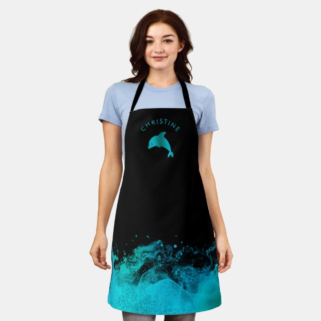 blue dolphin logo apron (Worn)