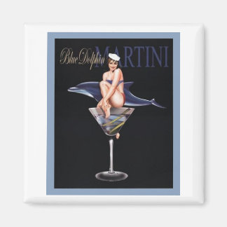 Blue Dolphin Martini Magnet