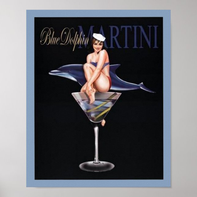 Blue Dolphin Martini Poster (Front)
