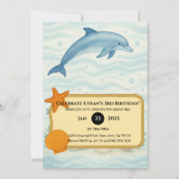 Blue Dolphin & Ocean Floor Back Design Birthday