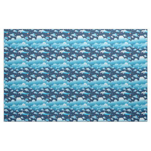 Blue Dolphin Pattern Classic Trending Modern Cute Fabric