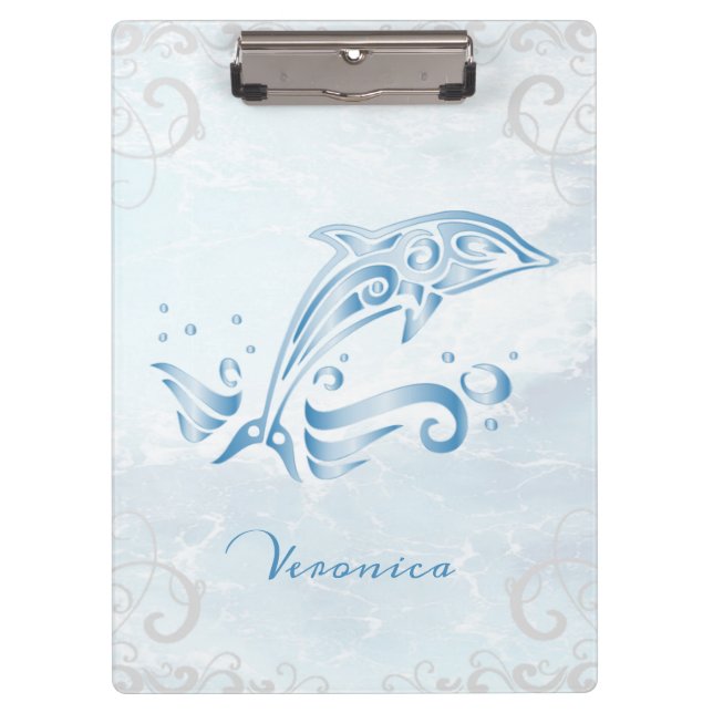 Blue Dolphin Personalised Clipboard (Front)