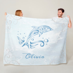Blue Dolphin Personalised Fleece Blanket