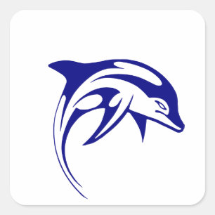 Blue Dolphin Square Sticker