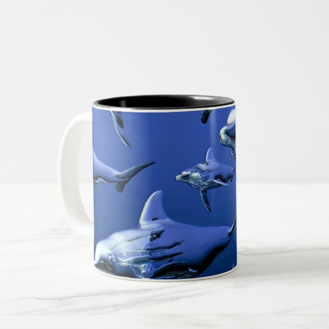 Blue Dolphin Two-Tone Coffee Mug (Front Left)