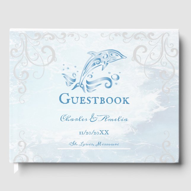 Blue Dolphin Wedding Guestbook (Front)