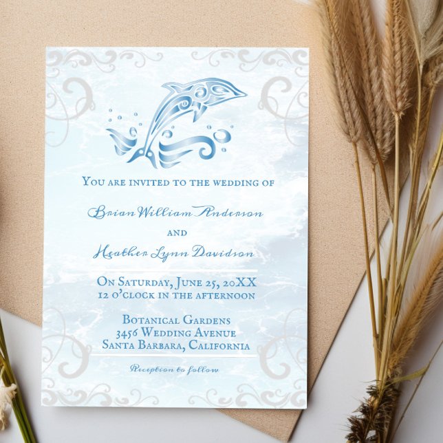 Blue Dolphin Wedding Invitation (Blue Dolphin Wedding Invitation)