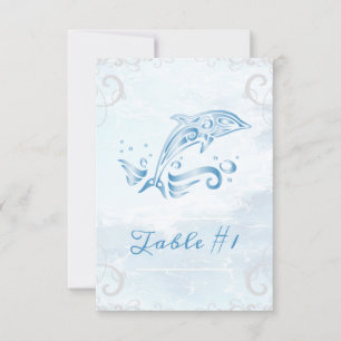 Blue Dolphin Wedding Table Card