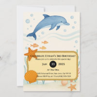 Blue Dolphin with Starfish & Rope Frame Birthday 